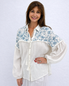 SEE AND BE SEEN T3794  EMBROIDERED BLOUSE W/TASSELS