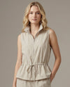 SEE AND BE SEEN T4287 TENCEL COLLAR VEST beige
