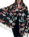 SF240127 FOREST MUSHROOMS PRINT SHAWL