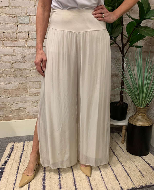 MADE IN ITALY SILK PANT cream