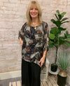 MADE IN ITALY SILK PRINT TOP BLACK COMBO