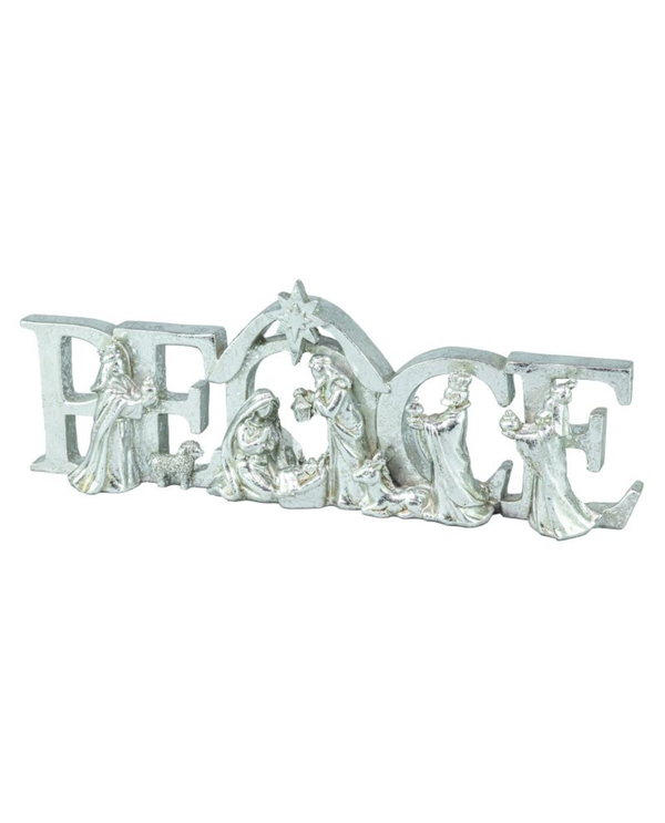 SILVER NATIVITY HOLY FAMILY TABLETOP PEACE