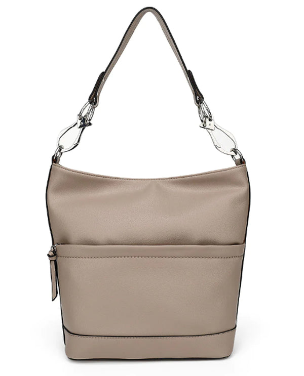 SLOUCHY HOBO WITH FRONT ZIP POCKET 21033A TAUPE