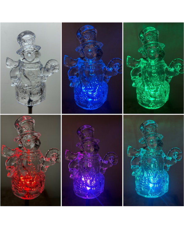 SOLAR SNOWMAN W/ CANDY CANE STAKE