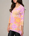 SOL R.H.R C-70-C-B3207 HI LO TUNIC BLOUSE lavender multi