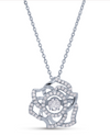 STERLING SILVER CZ DANCING STONE FLOWER NECKLACE