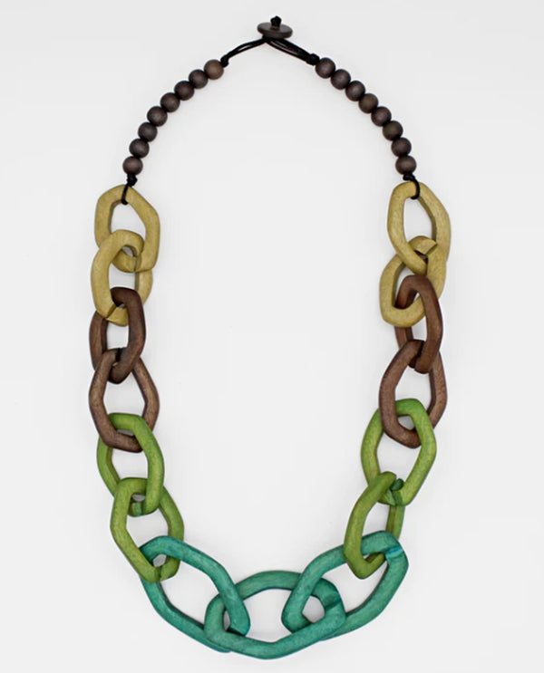 SYLCA BP23N39 CANYON LINK NECKLACE green/taupe