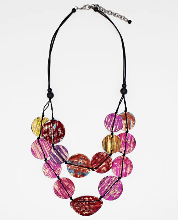 SYLCA LS23N42 QUINN DUAL STRAND NECKLACE MAGENTA