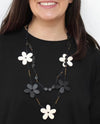 SYLCA DESIGNS TG25N02 FLOATING FLOWER NECKLACE BLACK