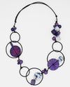SYLCA TG21N14 HAYDEN WOOD DISK & CUBE NECKLACE PURPLE