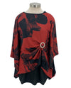 TANGO MANGO T-6694-5640 2 PIECE TOP PONCHO SET RED/BLACK