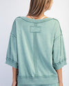 T0110 FRENCH TERRY SHORT SLEEVE TOP DESERT SAGE BACK