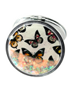T641365 BUTTERFLY GLITTER COMPACT MIRROR CORAL
