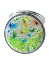 T641365 BUTTERFLY GLITTER COMPACT MIRROR GREEN