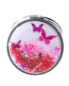 T641365 BUTTERFLY GLITTER COMPACT MIRROR PINK.
