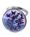 T641365 BUTTERFLY GLITTER COMPACT MIRROR PURPLE