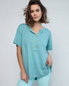 RAE MODE T9777 MINERAL WASH SHORT SLEEVE HENLEY TOP MINT