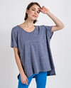 RAE MODE T9784 V NECK SHORT SLEEVE TUNIC TOP NAVY