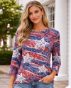 TEE PARTY S202 USA LG STAR 3/4 SLEEVE TEE RED