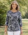 TEE PARTY STP-2 SPARKLE CIRCLE 3/4 SLV TOP CHARCOAL