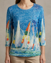 TEE PARTY XTP-2 3/4 SLV BURNOUT TOP BLUE