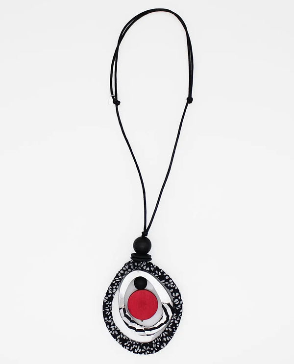 SYLCA TG22N15 FABRIC MARINA PENDANT NECKLACE RED/BLACK