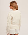 HEM & THREAD TH-33454 PEARL CABLE KNIT SWEATER CREAM