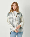 MYSTREE TH-60313 PLAID FUR JACKET IVORY