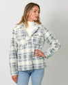 MYSTREE TH-60889 BUTTON DOWN FAUX FUR JACKET SOFT BLUE