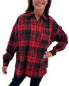 TH-B14981 L/S FRNT PCKT BTTN UP PLAID SHIRT