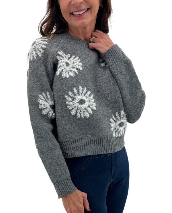 TH-ENBK3340BW L/S FLORAL PRINT PULLOVER SWTR