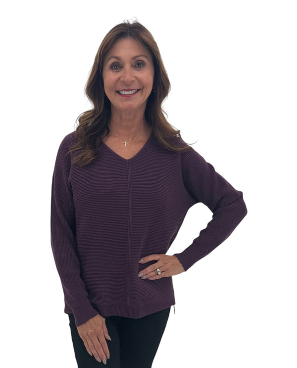 TH-NS1902 V NECK RIBBED DOLMAN SWEATER