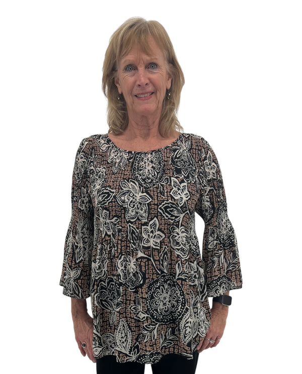 TH-NT1463 SCOOP NECK PLEATED TOP