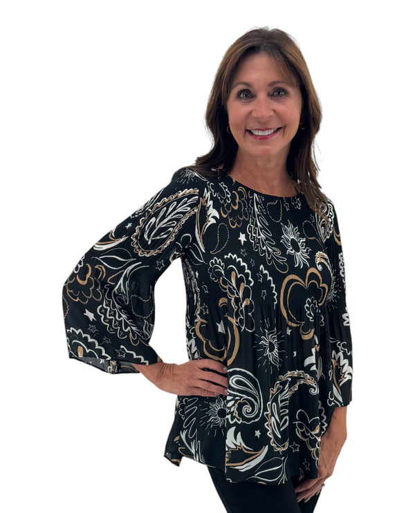 TH-NT1463 SCOOP NECK PLEATED TOP