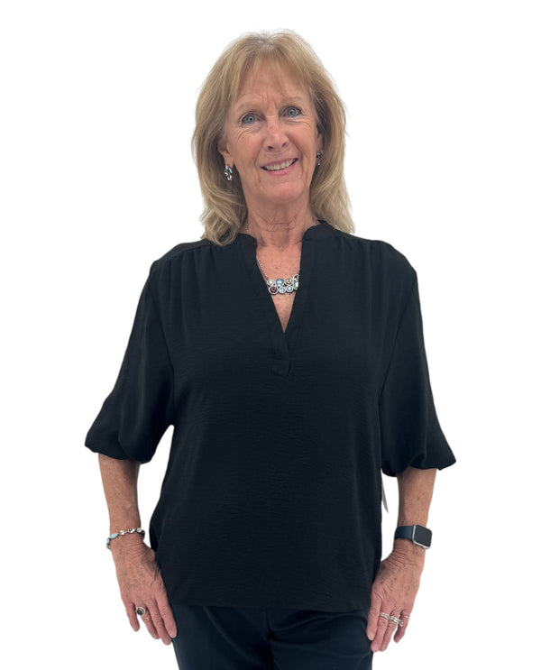 TH-T4483 3/4 SLV V-NECK BLOUSE