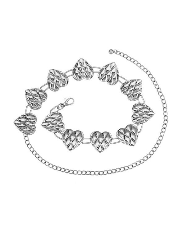 TO-40708 QUILTED CHAIN BELT SILVER