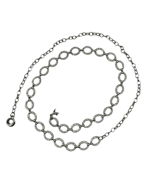 TO-40722 RHINESTONE OVALS CHAIN BELT SILVER