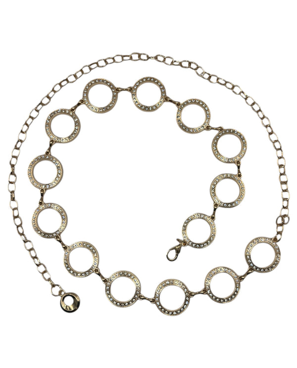 TO-40731 CIRCLES/STONES CHAIN BELT GOLD
