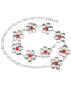 TO-40974 FLOWER POWER CHAIN BELT WITH STONES RED