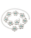 TO-40974 FLOWER POWER CHAIN BELT WITH STONES TURQUOISE