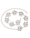 TO-40974 FLOWER POWER CHAIN BELT WITH STONES WHITE