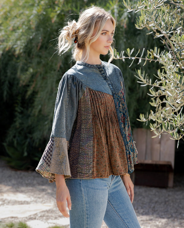 YOUNG THREADS TP45318 PATCH BELL SLEEVE SHIRT VINTAGE