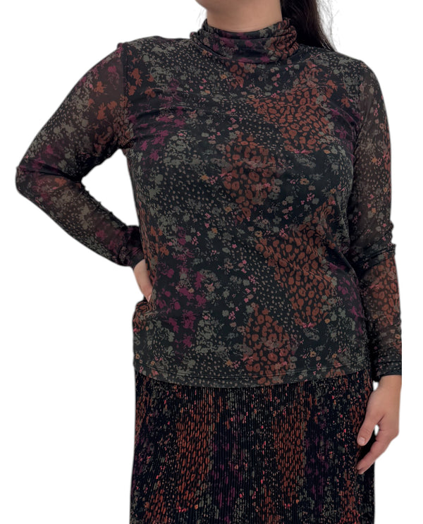 TRIBAL 5621O TURTLENECK LINED TOP PLUM/WINE