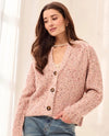 TRIBAL 6301O-5781 TWEED LIKE SEQUINED SWEATER CARDIGAN macaron