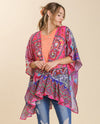 UMGEE A0081 OPEN RUFFLE KIMONO WITH BACK TIE pink mix