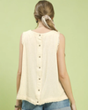 UMGEE B7040 BACK BUTTON DOWN LINEN TOP OATMEAL