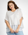 UMGEE C3735 LAYERED SHORT SLEEVE TOP OFF WHITE