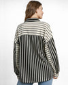 UMGEE C4054 STRIPE COLLARED TOP  black back