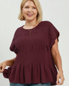UMGEE C5671-T SCALLOPED SLV SMOCK TOP