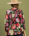 UMGEE D1099 FLORAL PRINT BUTTON DOWN black back